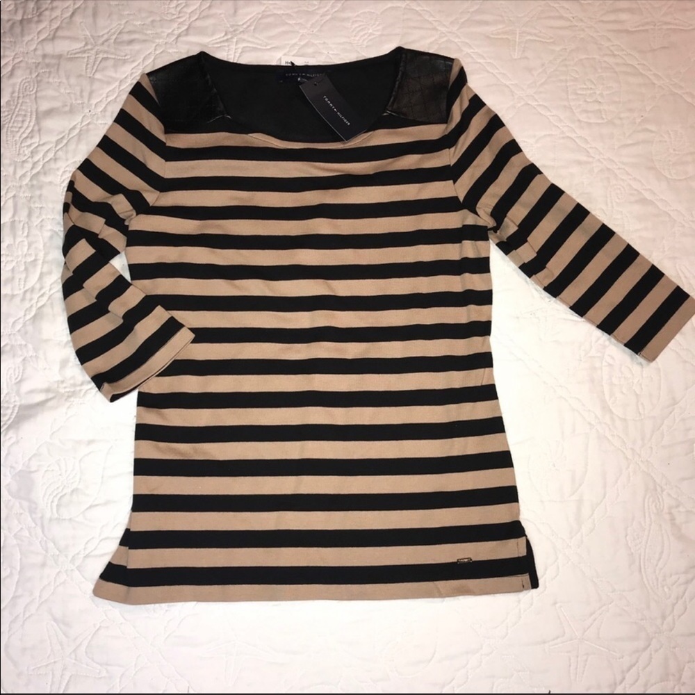 Tommy Hilfiger Striped Quilted Faux Leather Size M - Picture 7 of 9